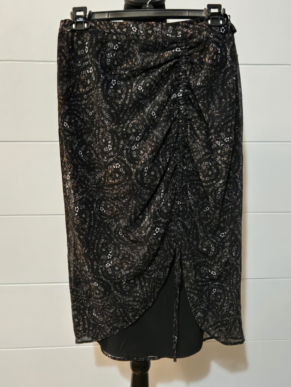 Gianni Bini Molly Ruched Midi Skirt Ditsy Swirls Size 6 NWT